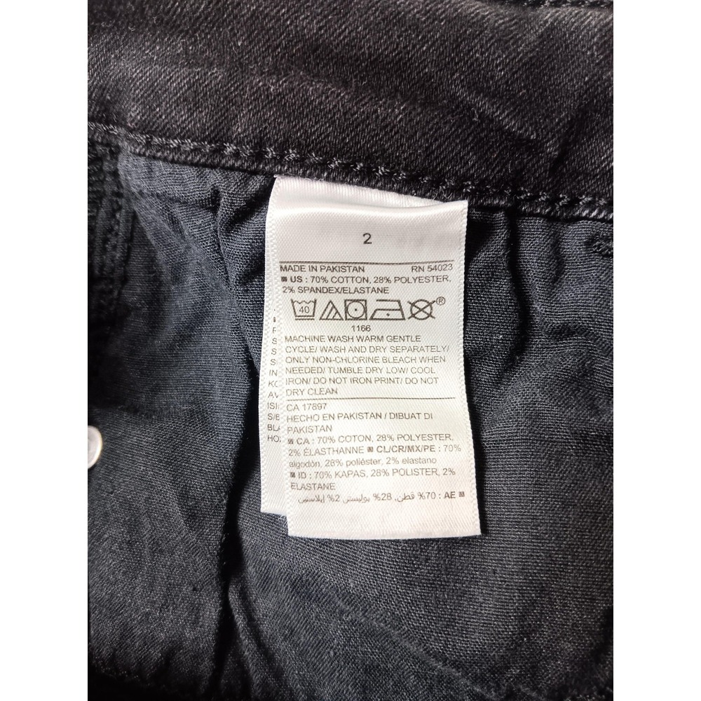 Old Navy Power Slim Straight Jeans Womens 2 Black Wash Distressed Stretch Denim - Picture 7 of 8